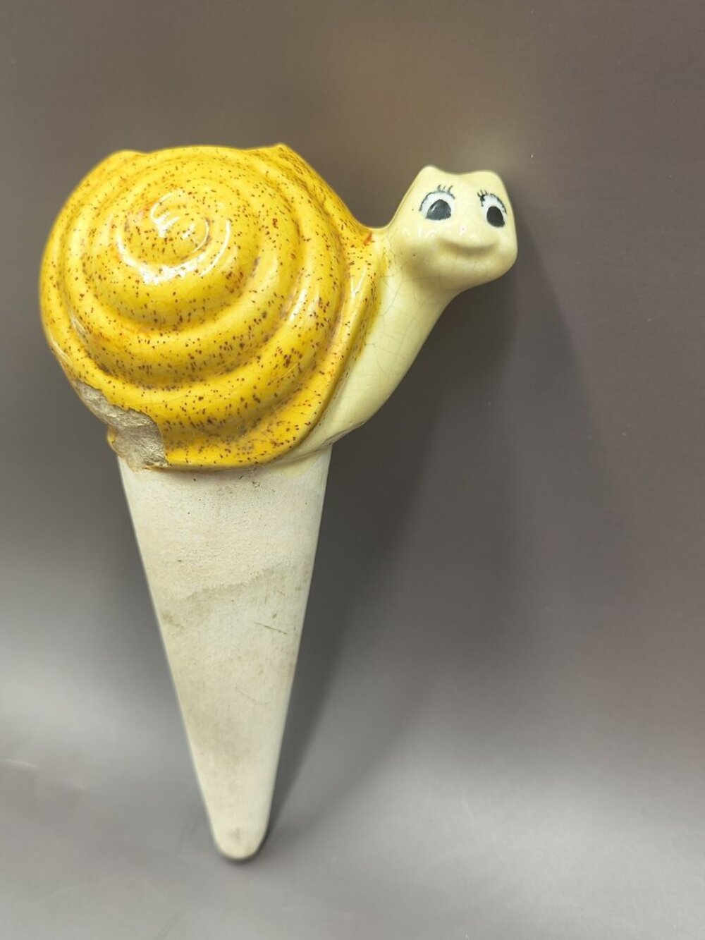 Vintage Ceramic Snail Flower Pot Watering Spike Plant Tender